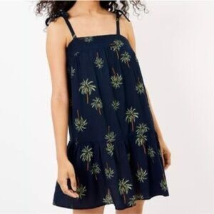 LOFT Beach Palm Tie Strap Swing Cover Up Dress Small